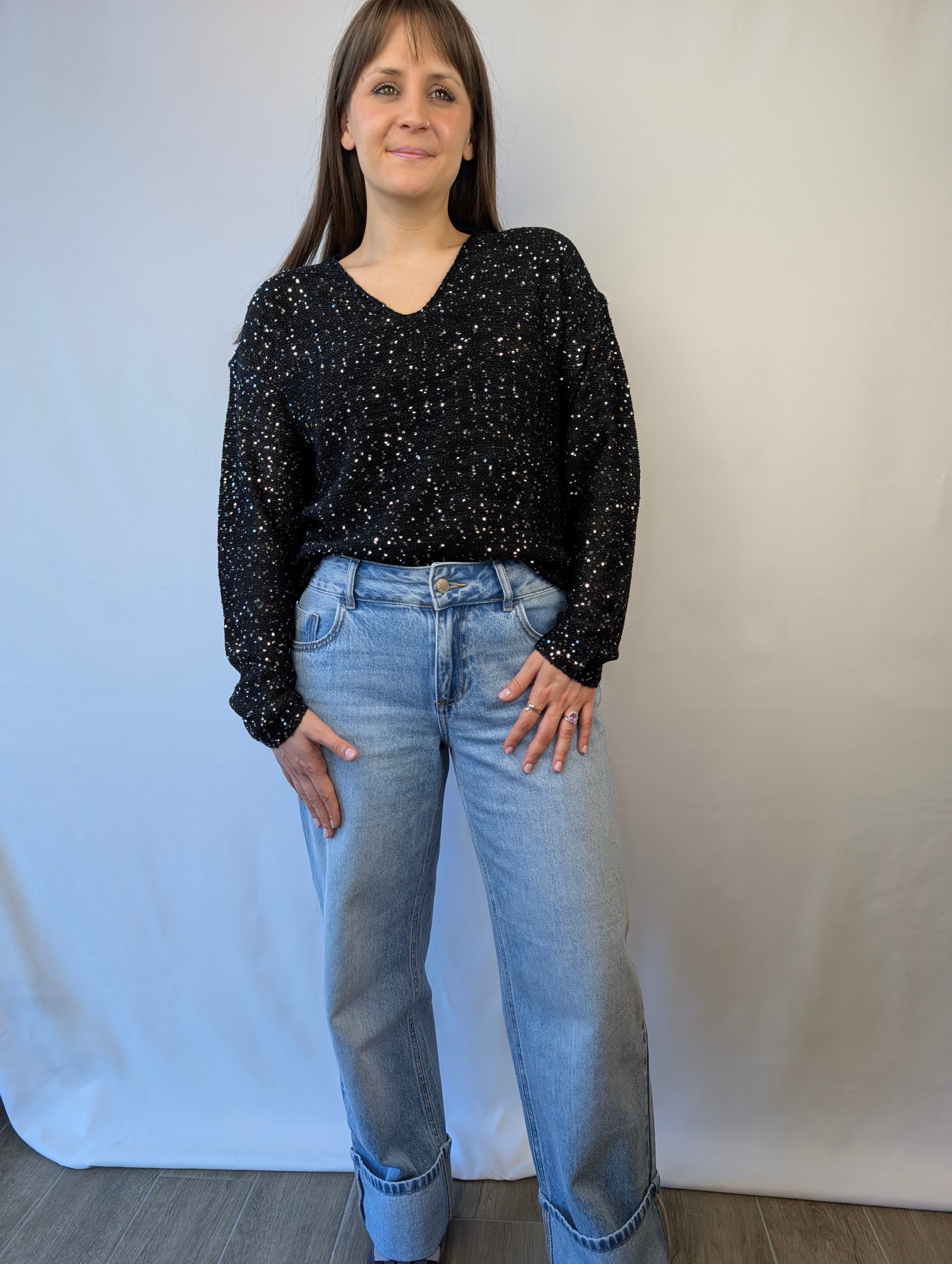 Maglia scollo v paliettes VEROMODA
