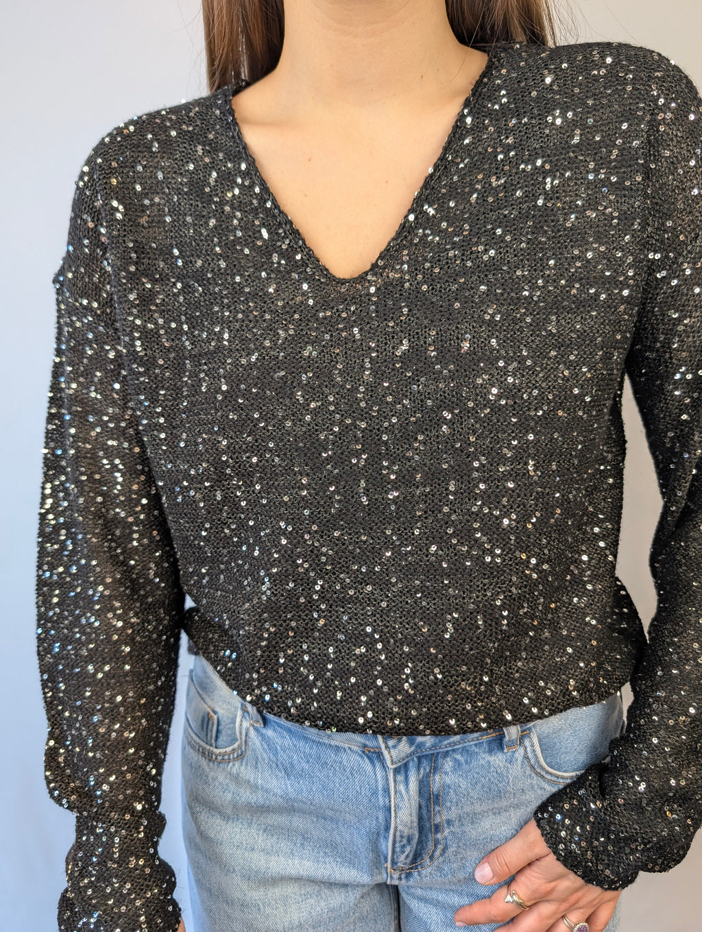 Maglia scollo v paliettes VEROMODA