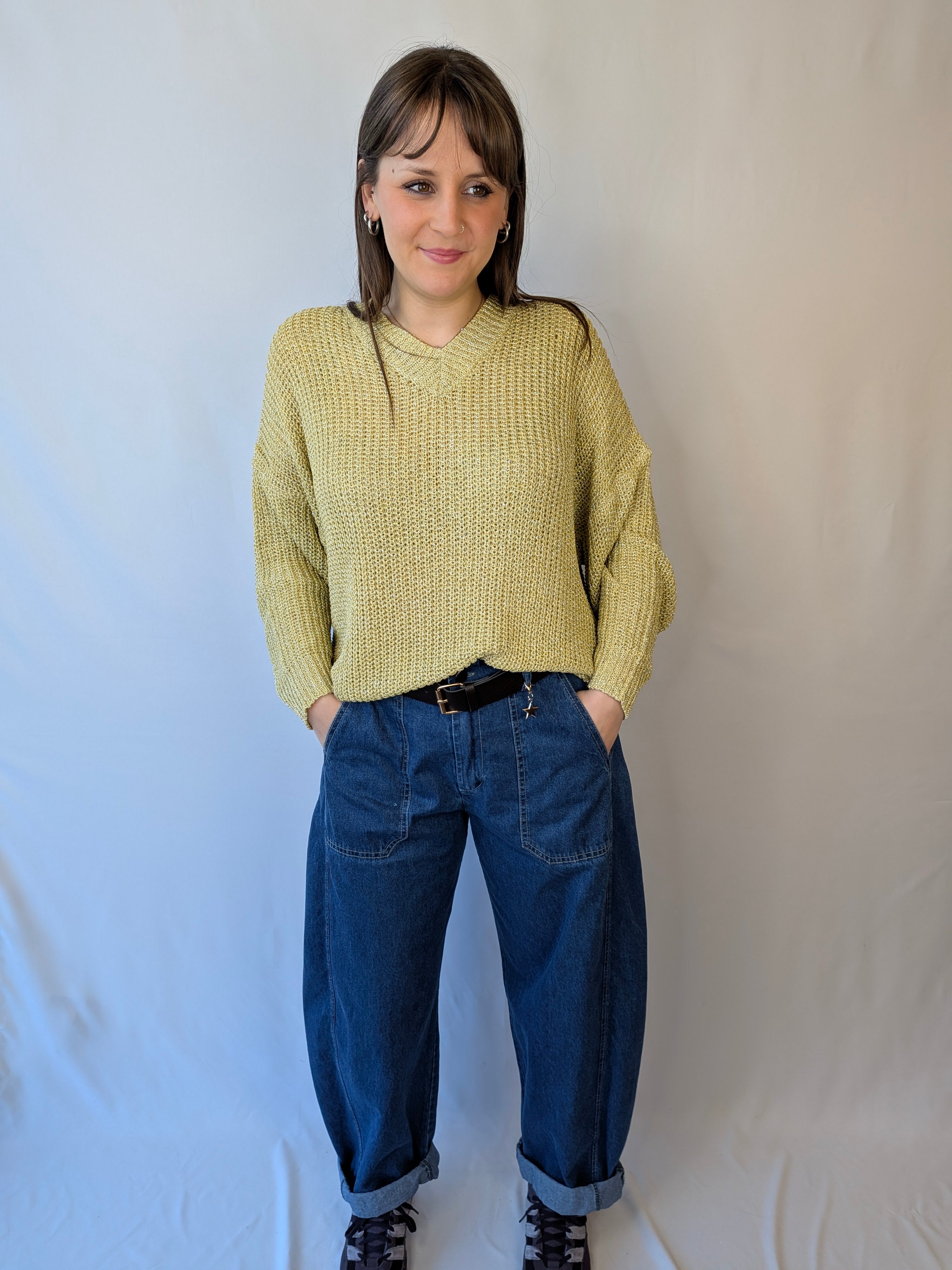 Maglia scollo a v lurex