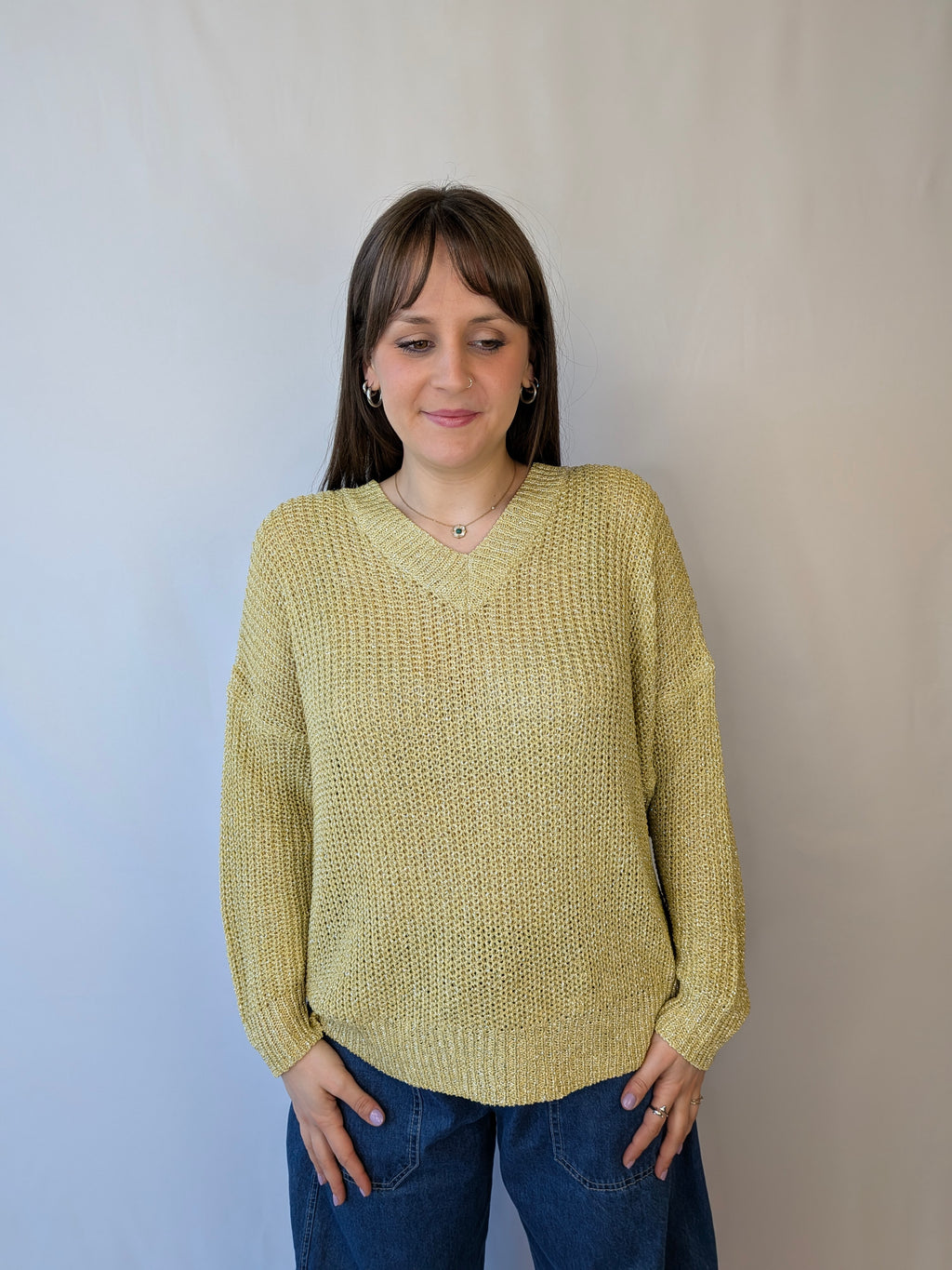 Maglia scollo a v lurex