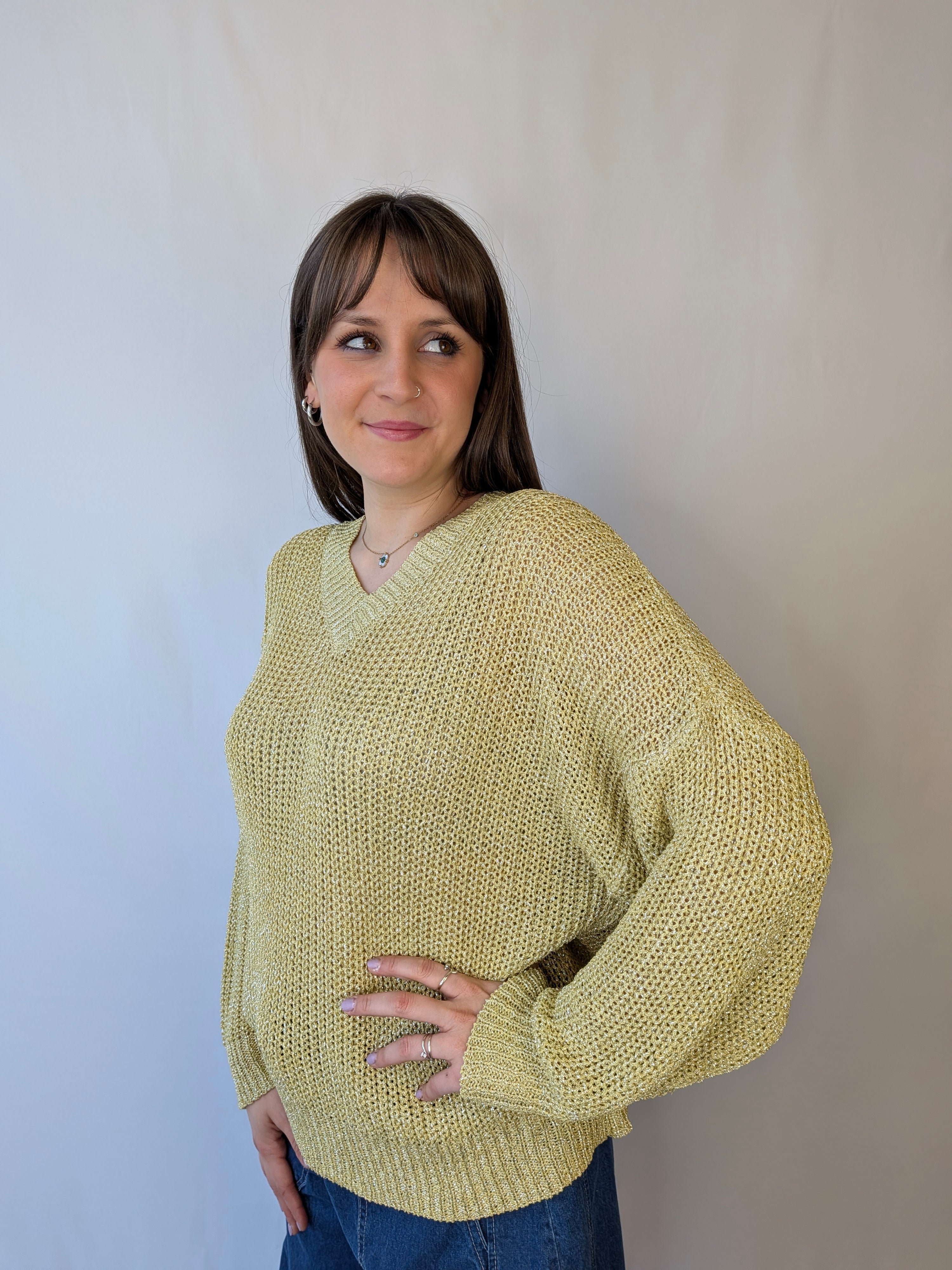 Maglia scollo a v lurex