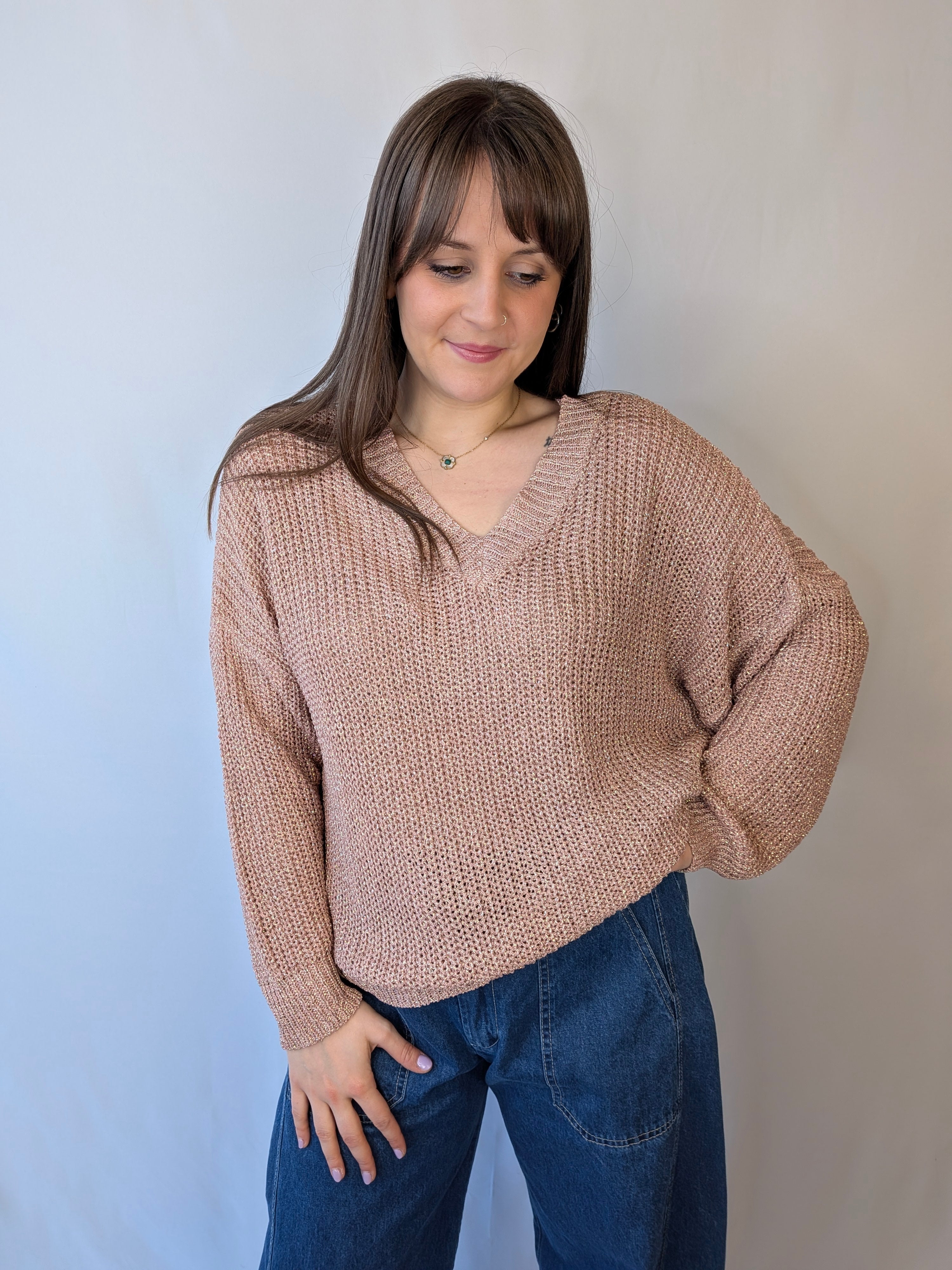 Maglia scollo a v lurex