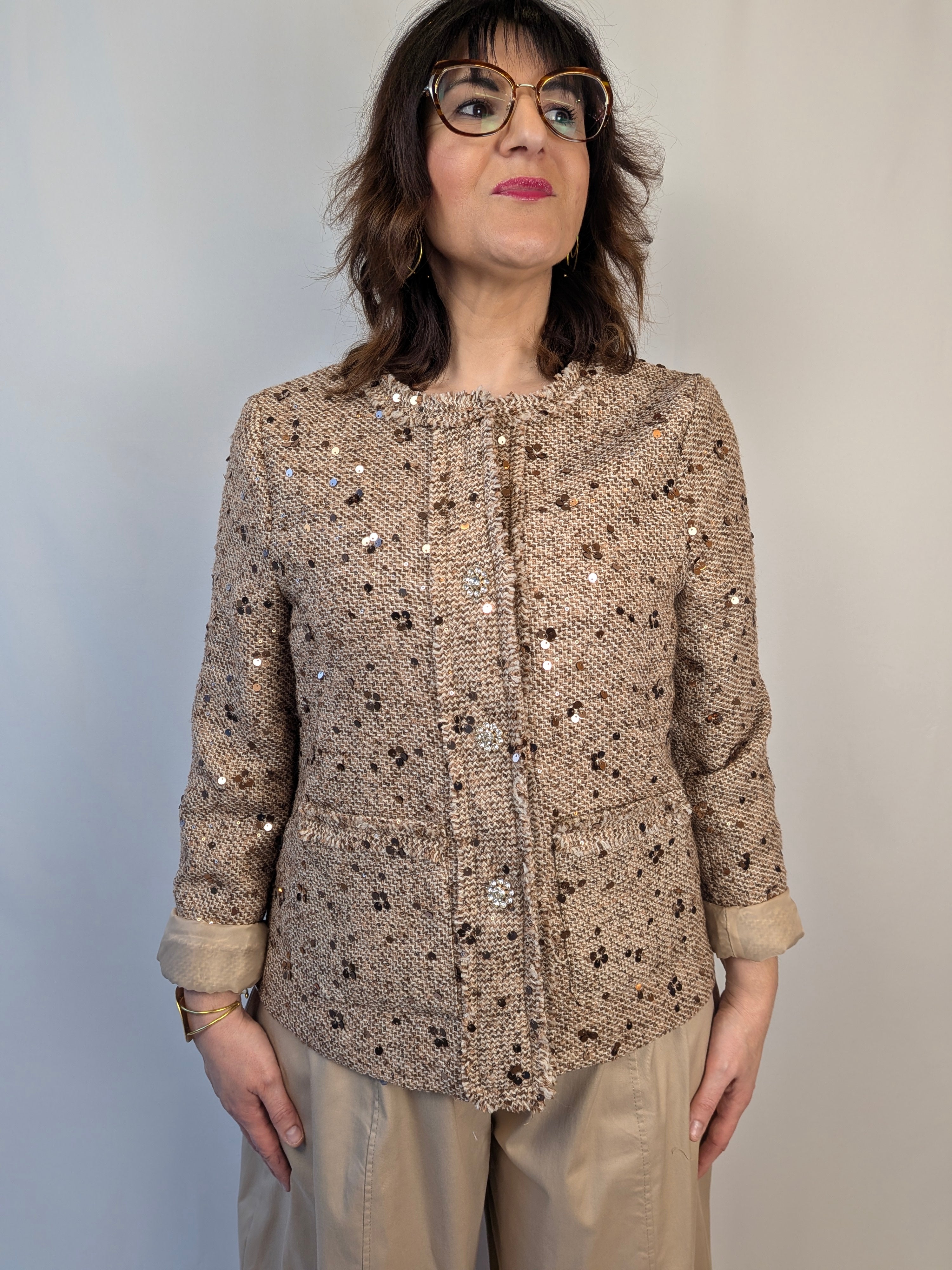 Giacca paliettes bottoni gioiello SUSY STAR CURVY