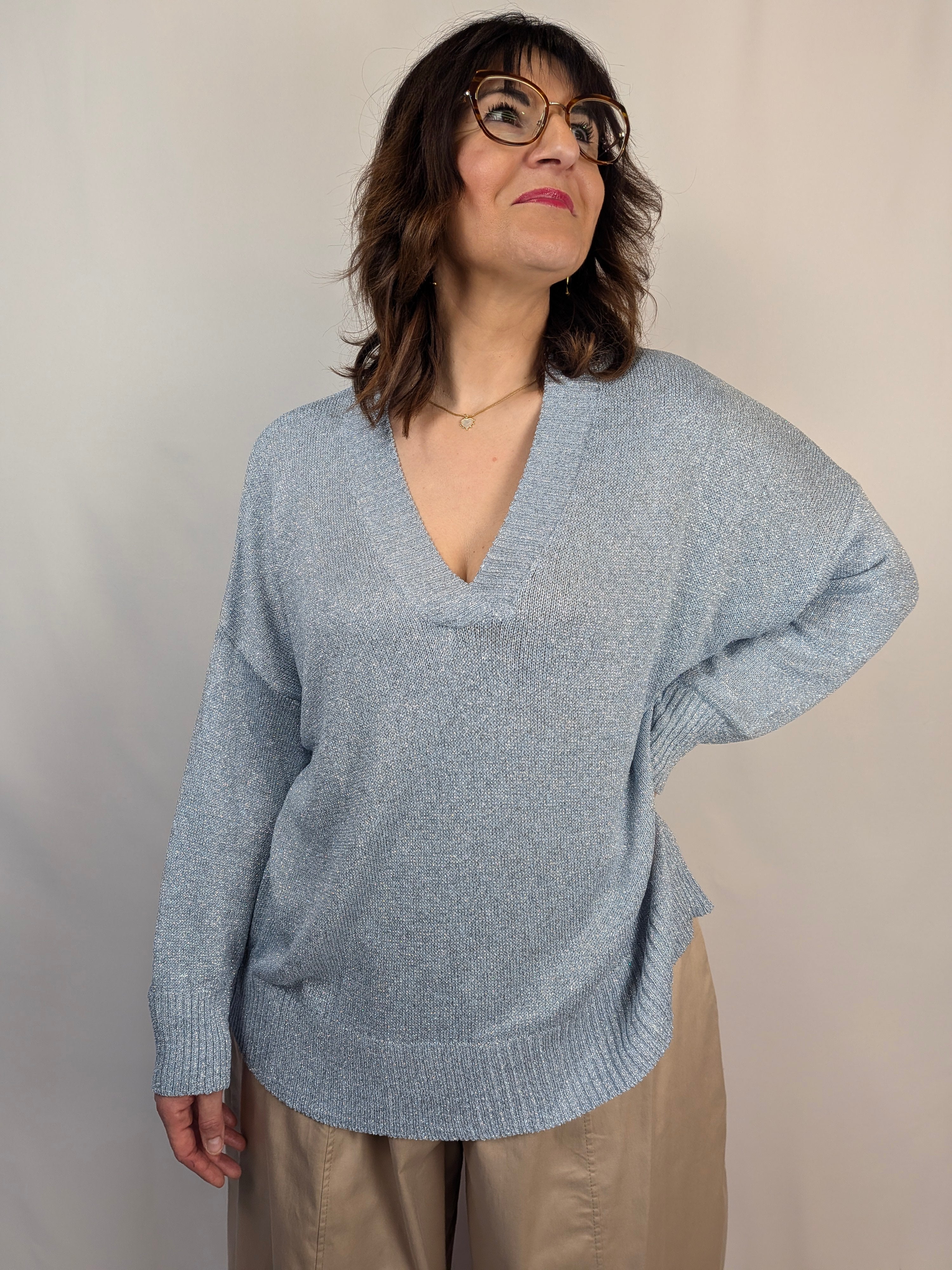 Maglia lurex scollo v SUSY STAR CURVY