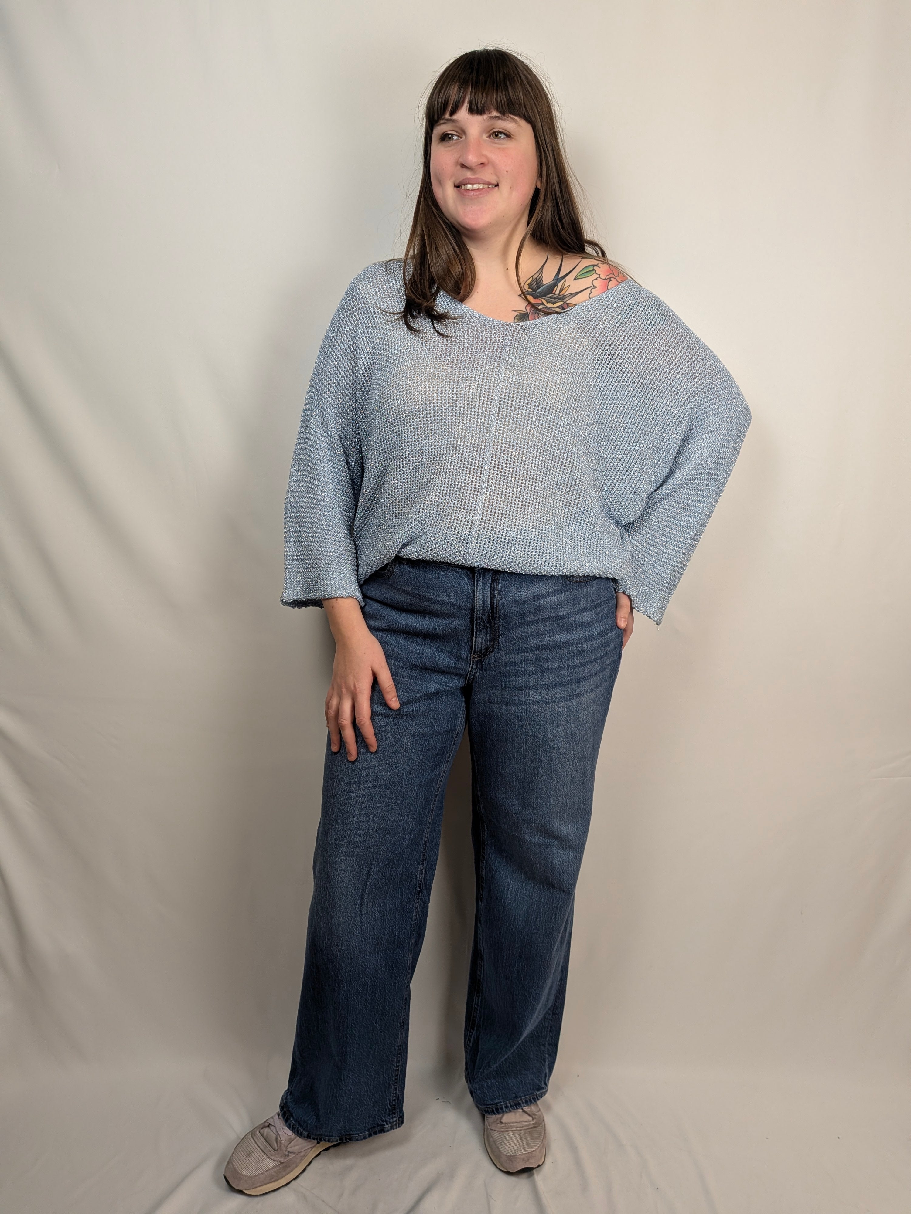 Maglia lurex scollo v rete SUSY STAR CURVY