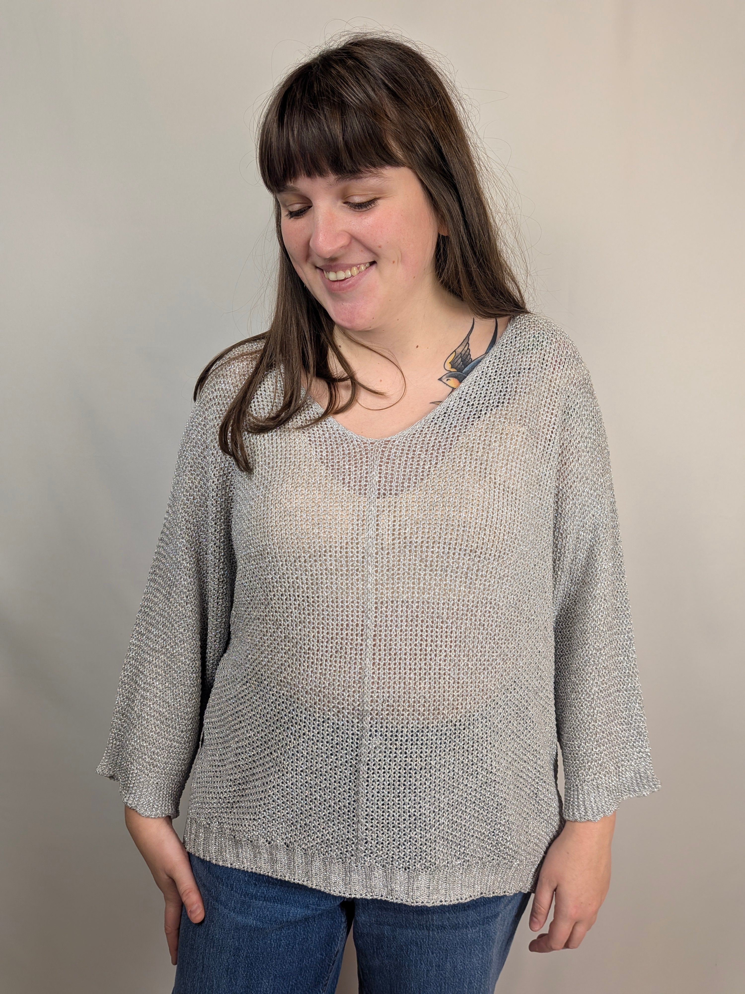 Maglia lurex scollo v rete SUSY STAR CURVY