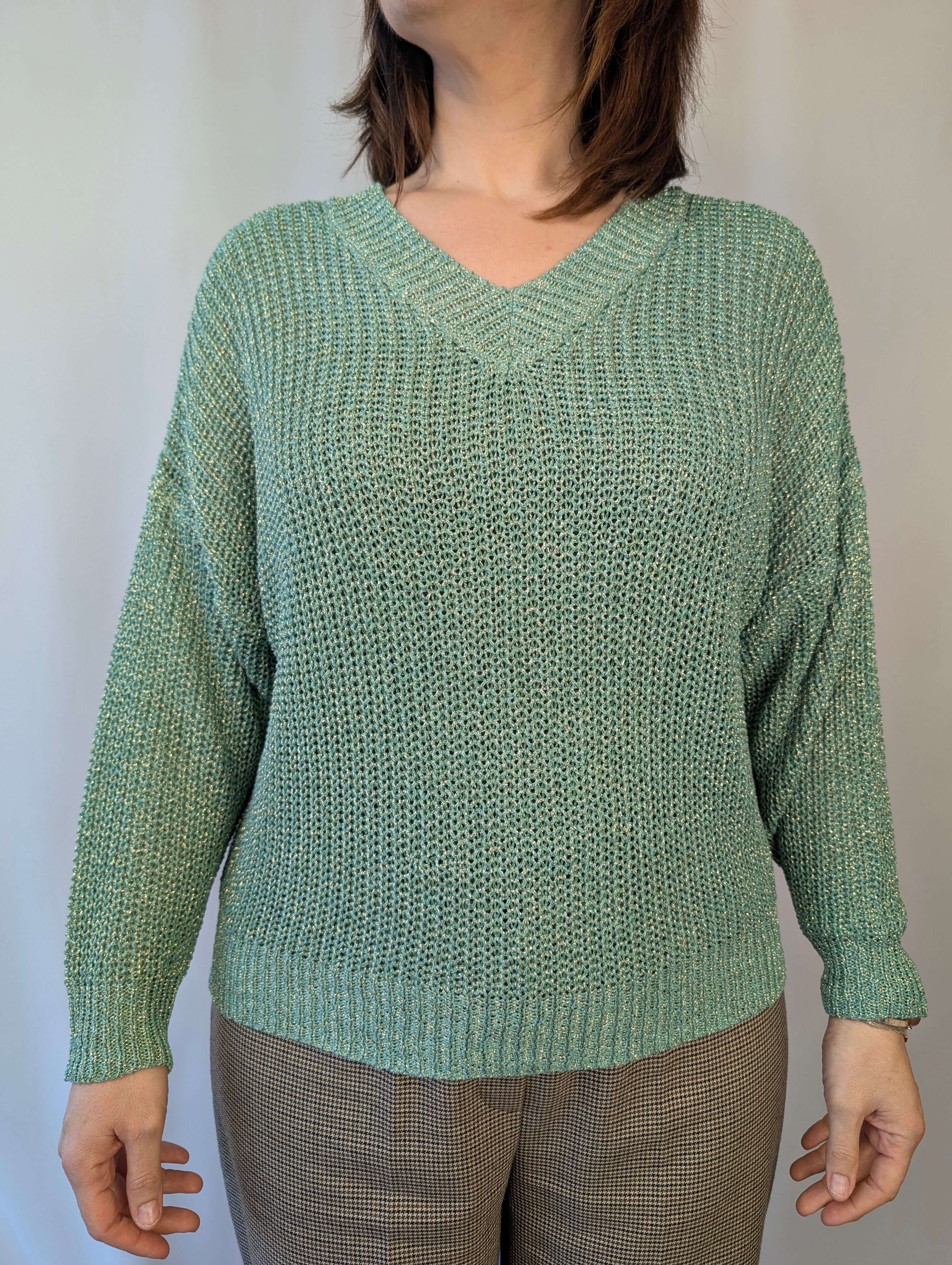 Maglia scollo a v lurex