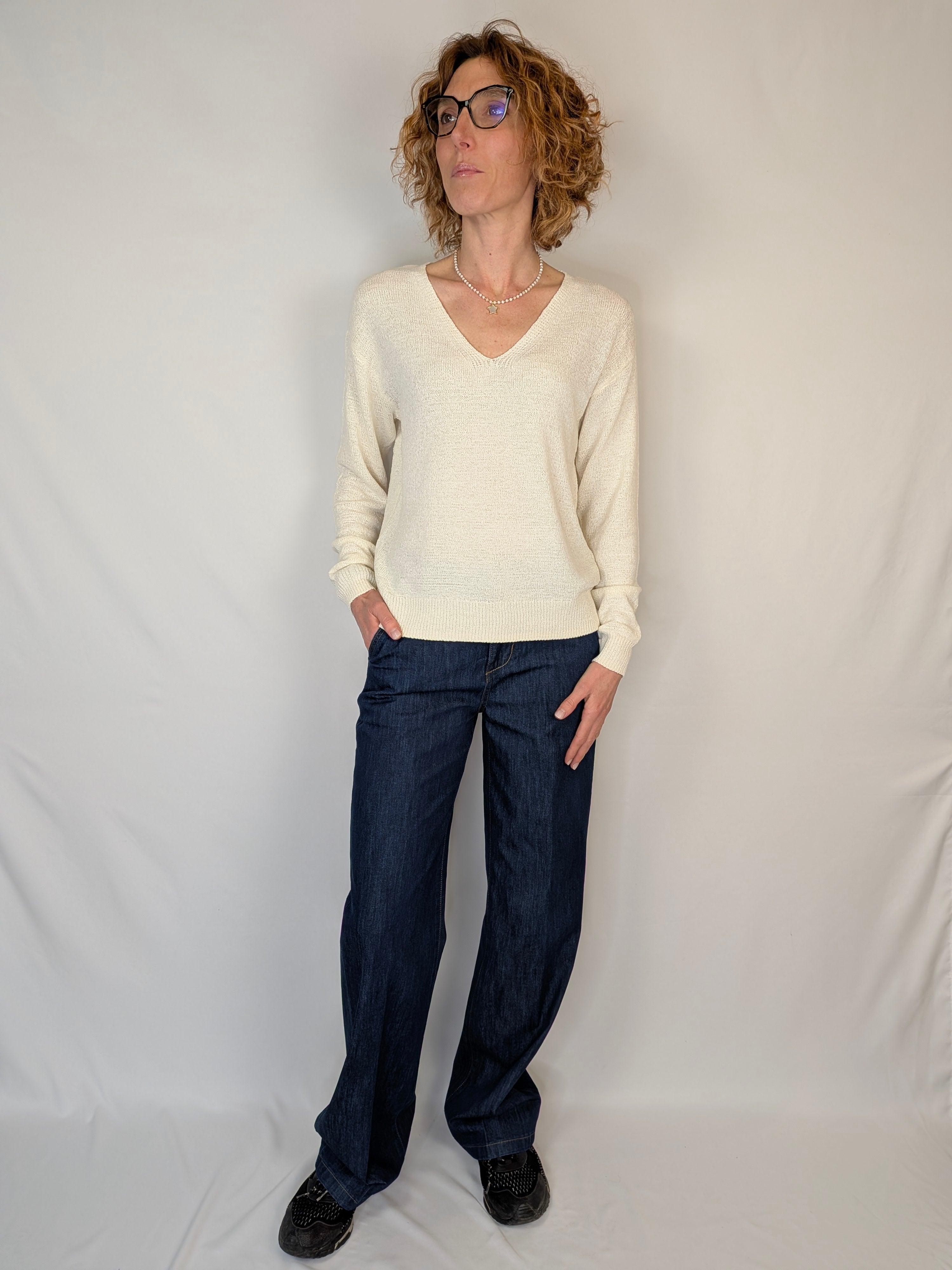 Maglia scollo v punto spugna VEROMODA