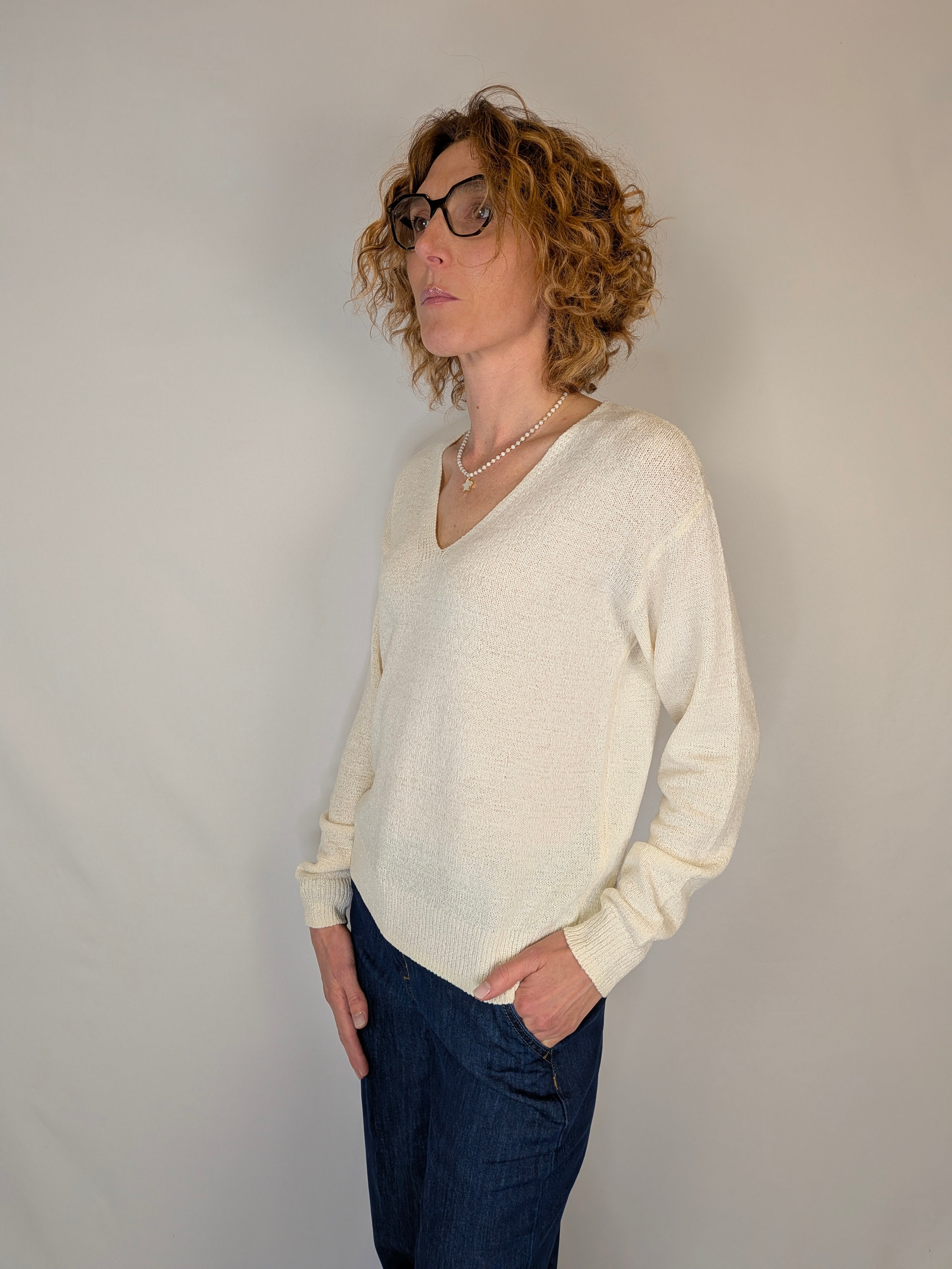 Maglia scollo v punto spugna VEROMODA