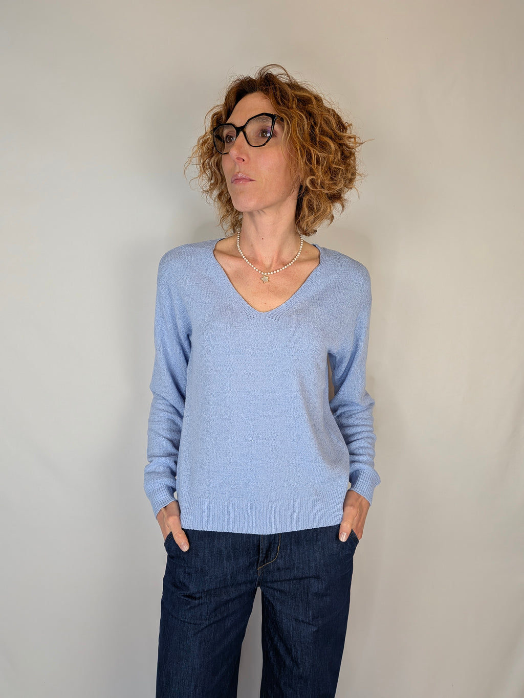 Maglia scollo v punto spugna VEROMODA