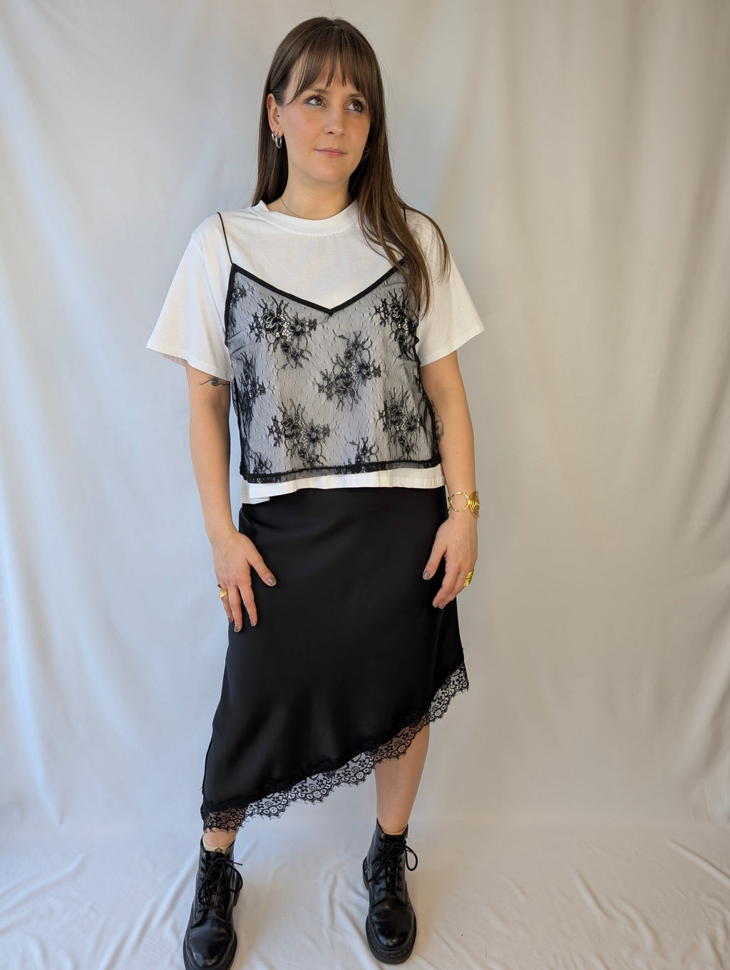T-shirt canotta pizzo TWO-WAY