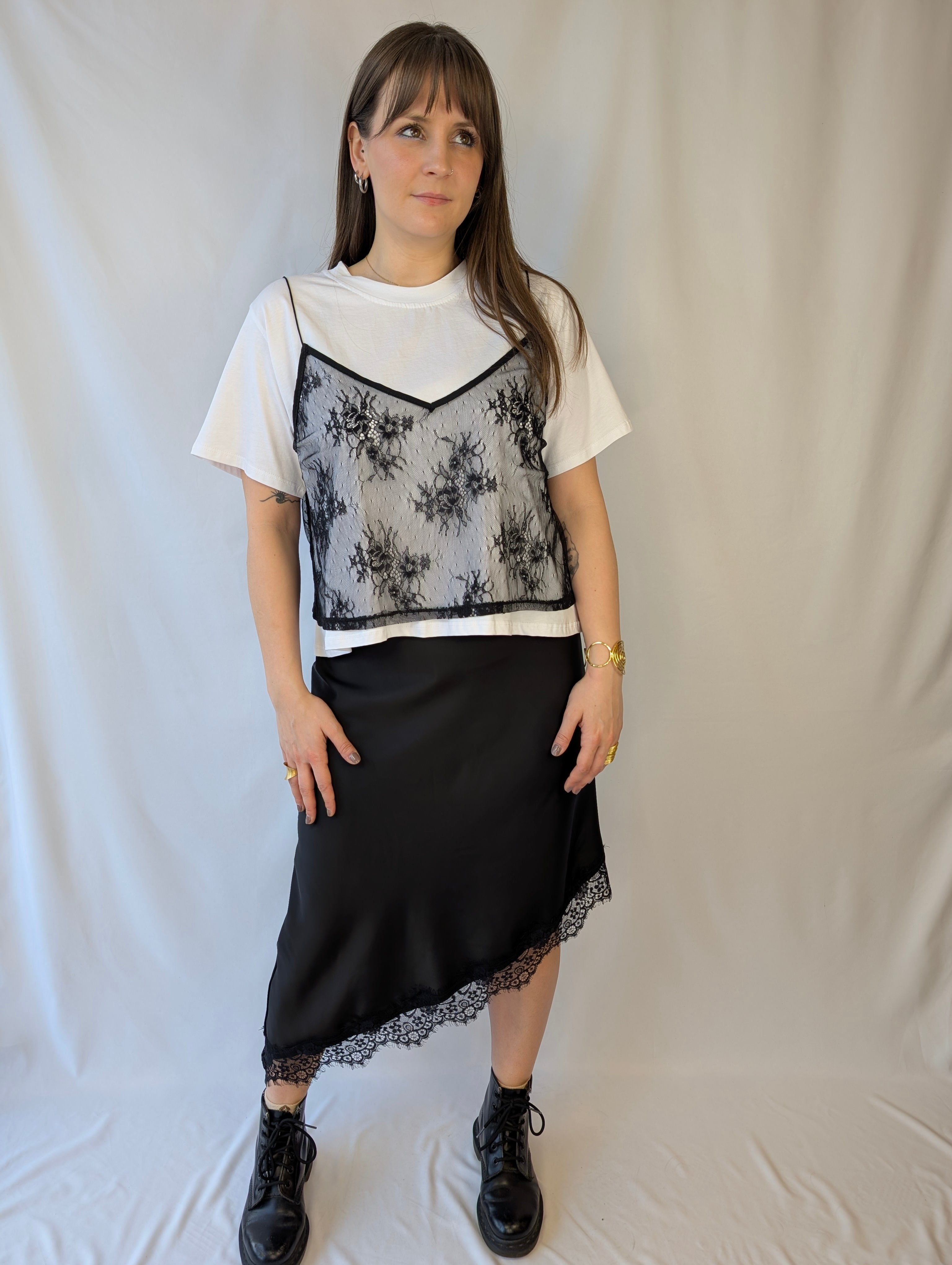 T-shirt canotta pizzo TWO-WAY