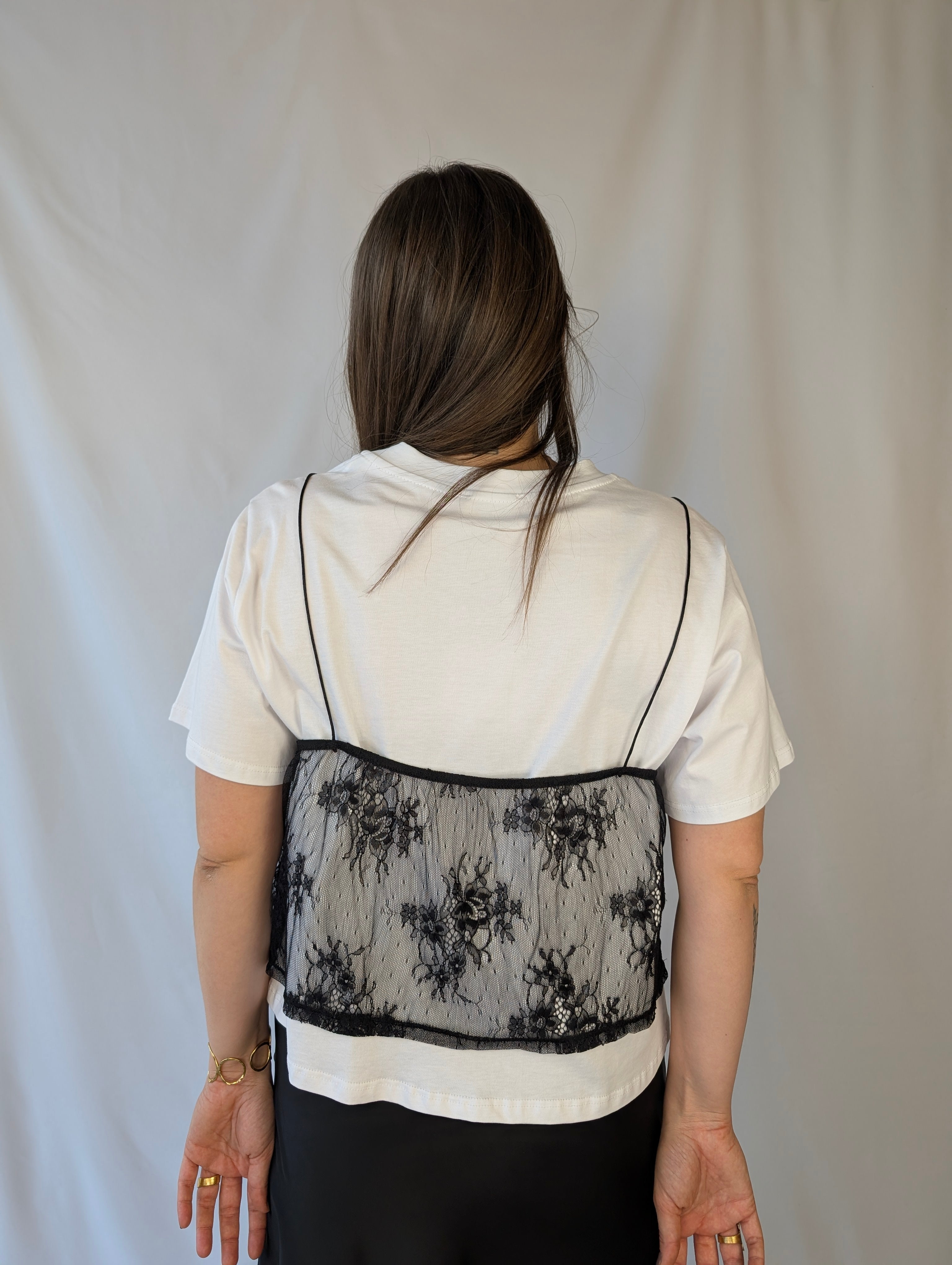 T-shirt canotta pizzo TWO-WAY