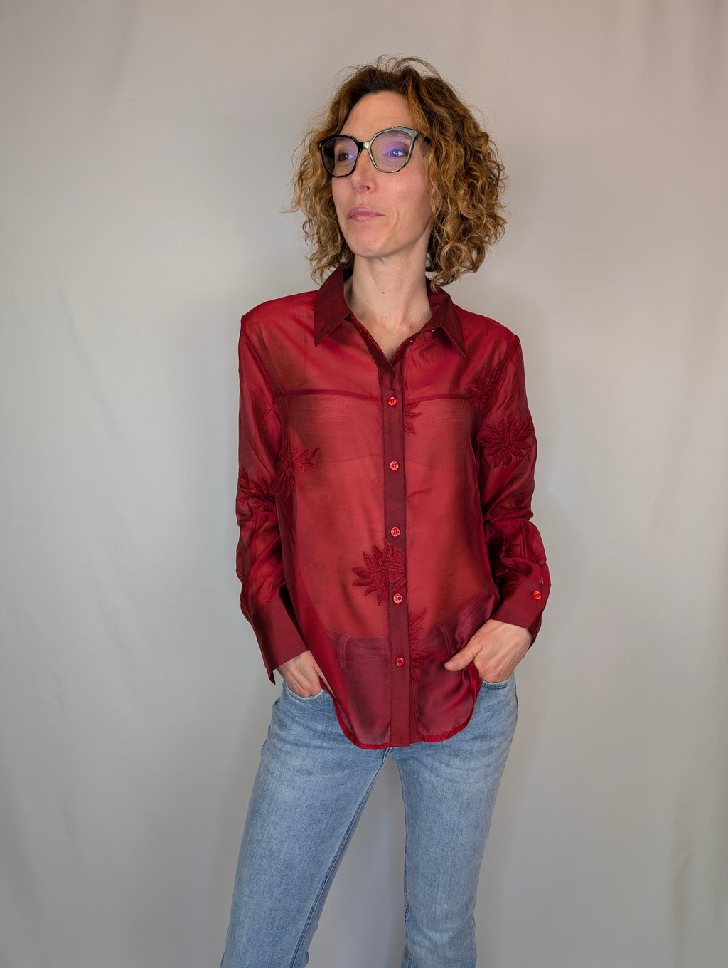 Camicia fiori ricamati SUSY MIX