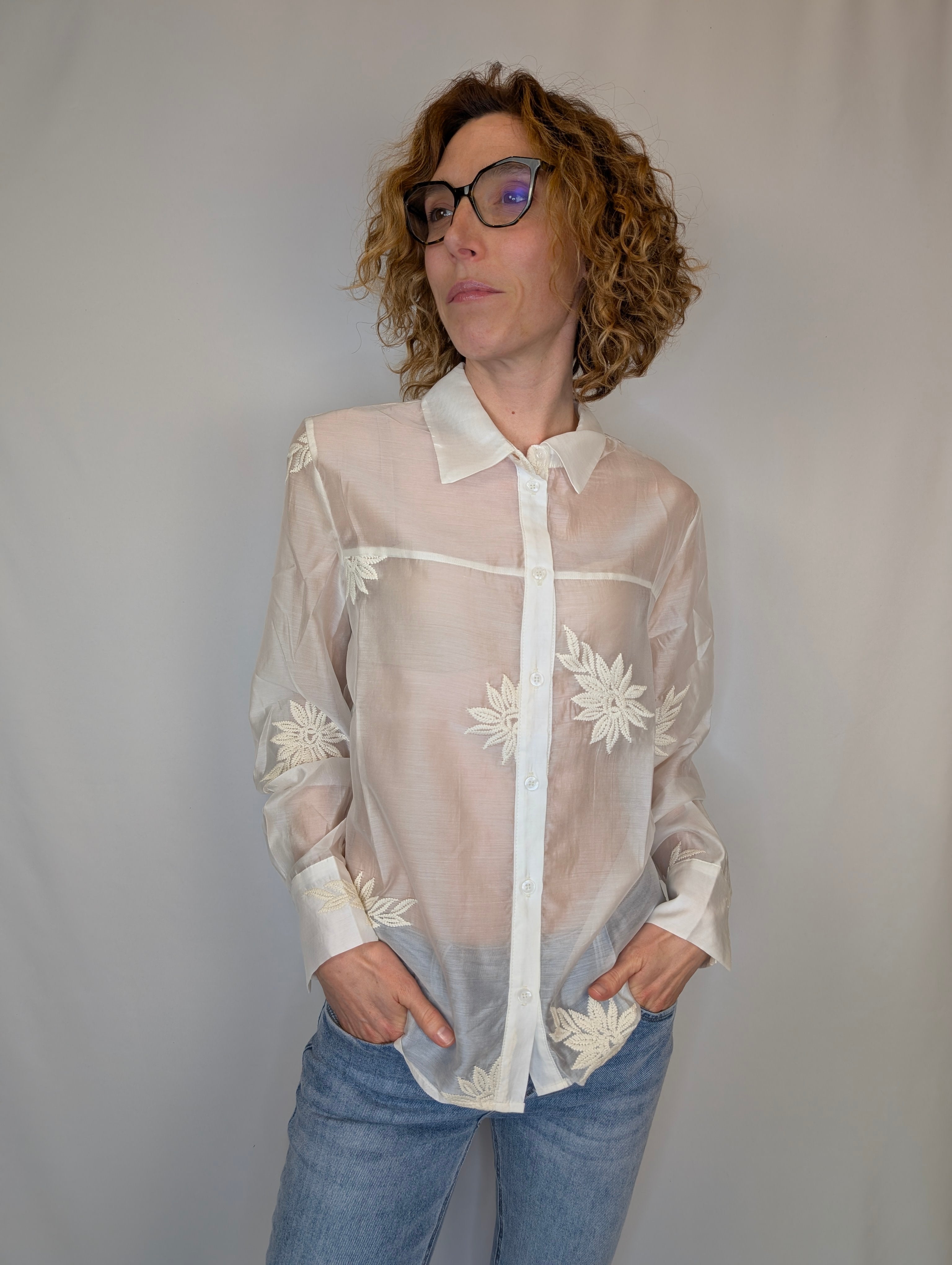 Camicia fiori ricamati SUSY MIX