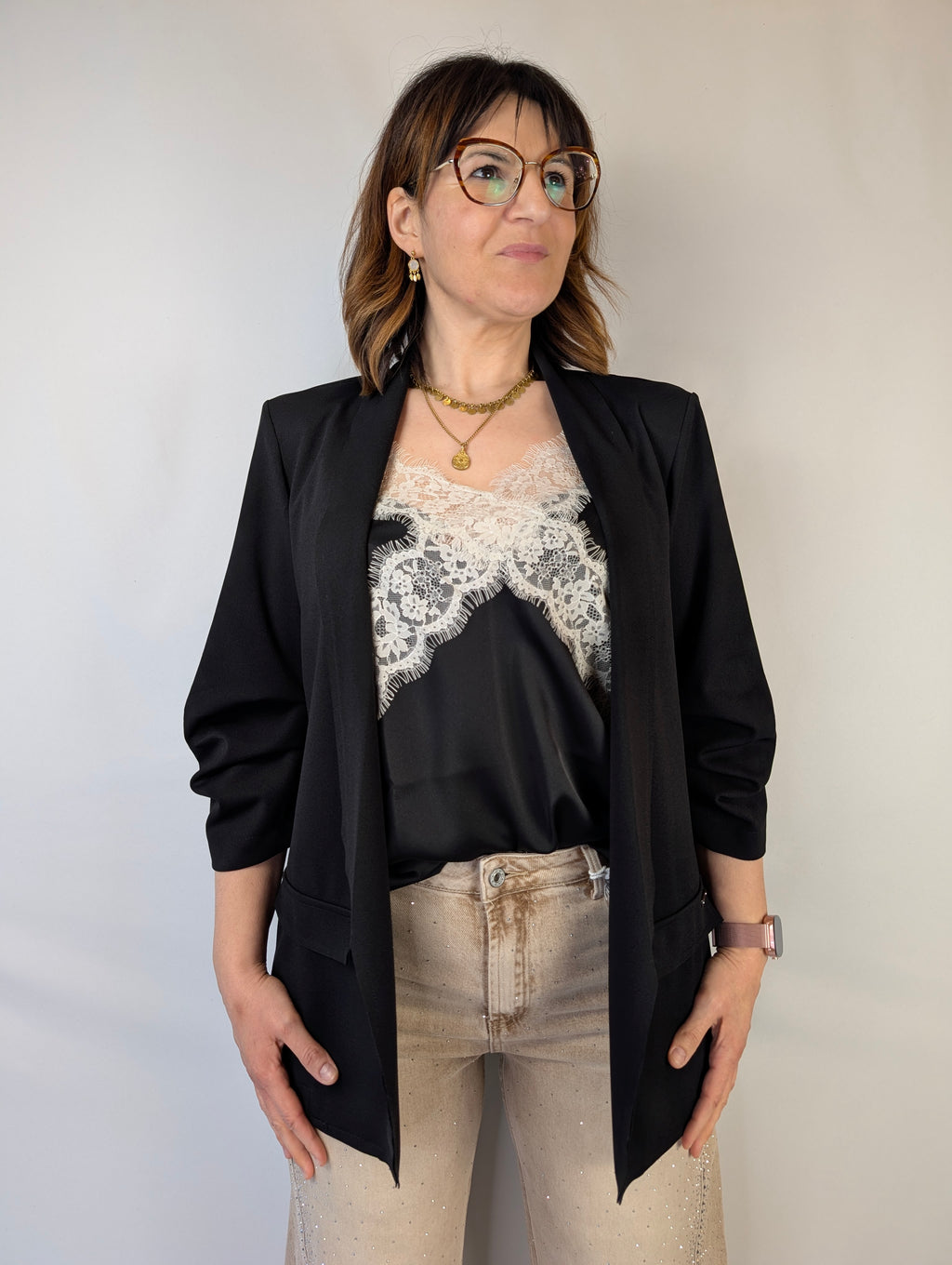 Blazer aperto manica arricciata LISA KOTT