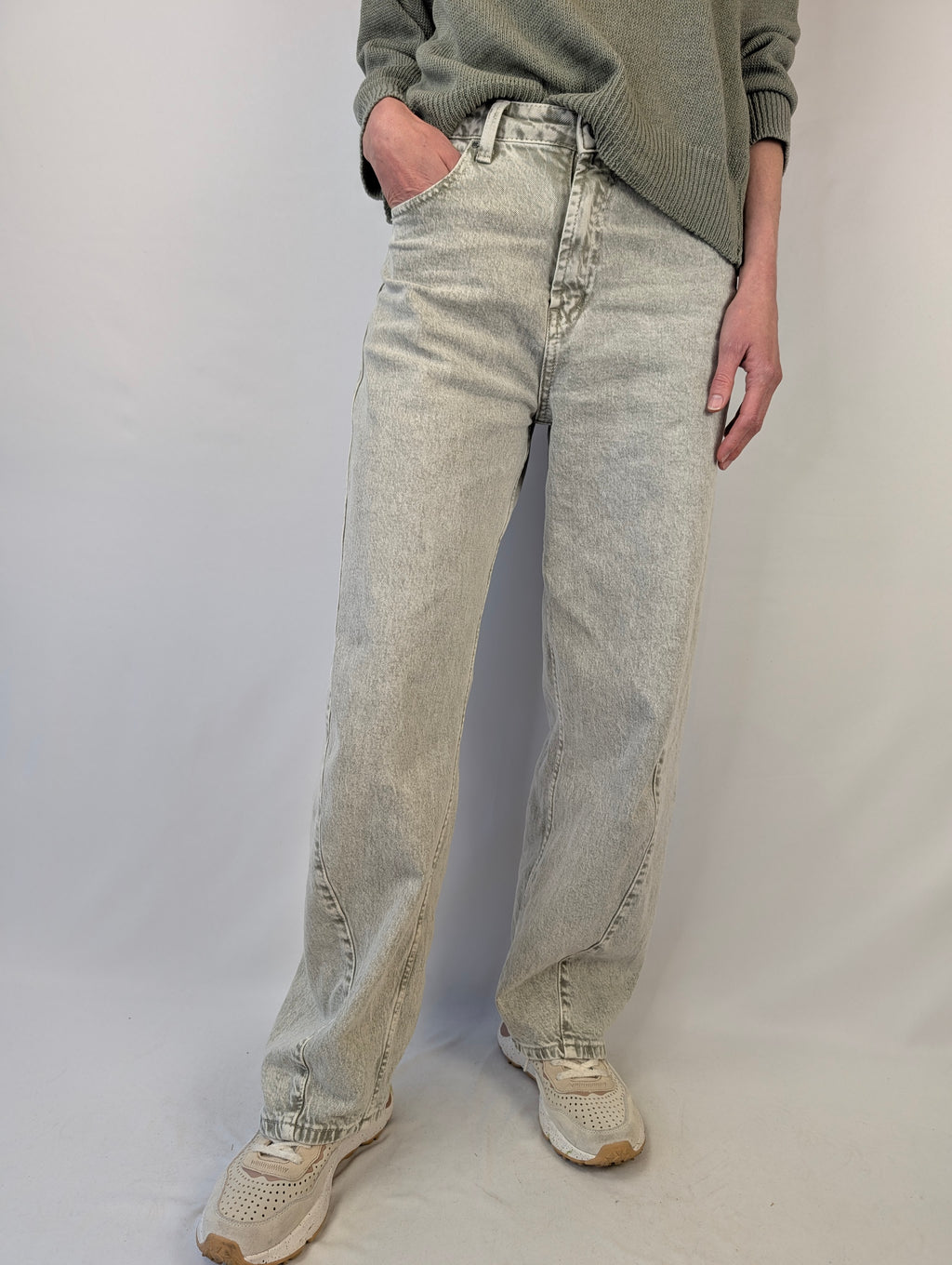 Jeans barrel slavato salvia DA GIORGIA