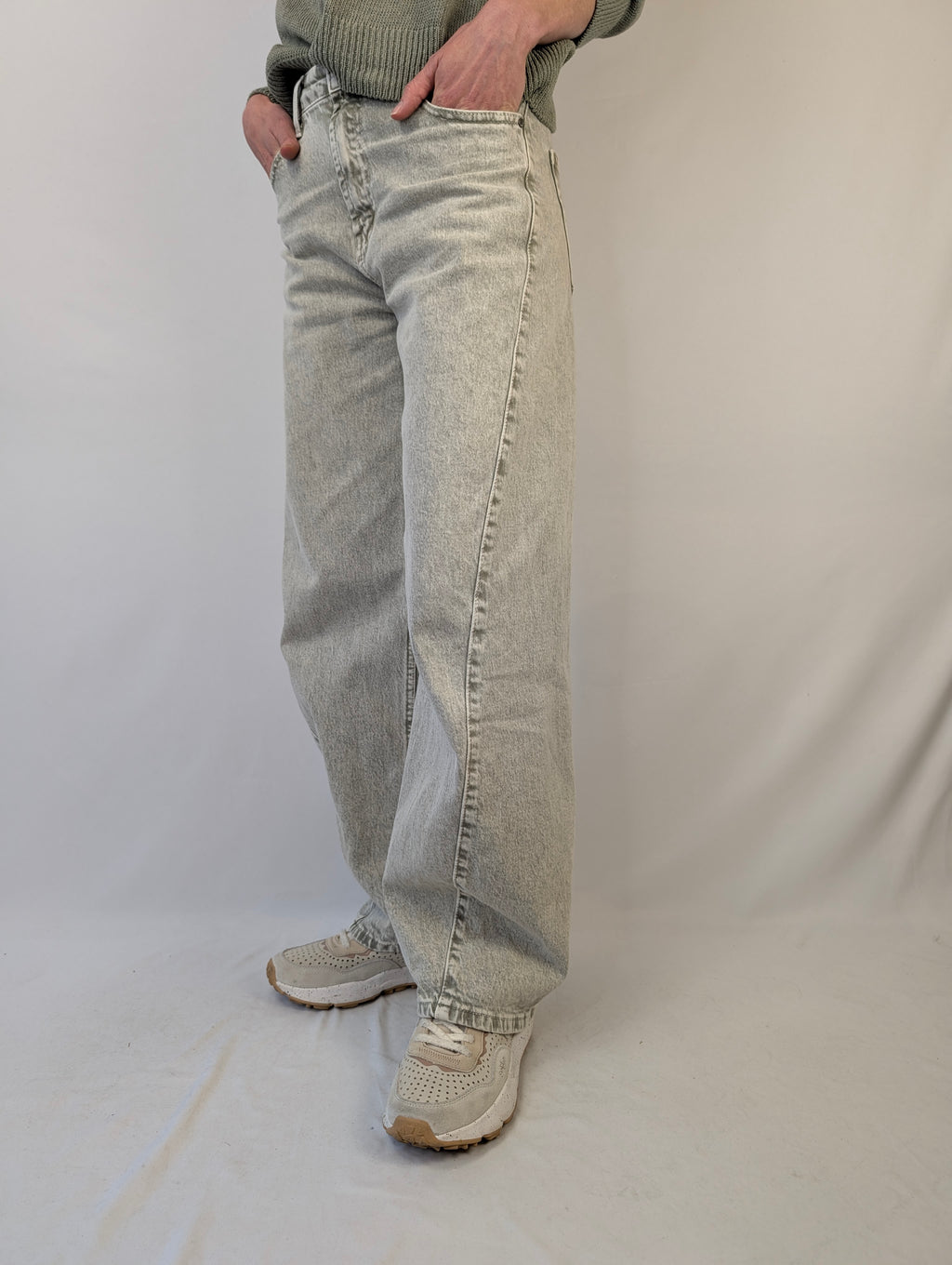 Jeans barrel slavato salvia DA GIORGIA