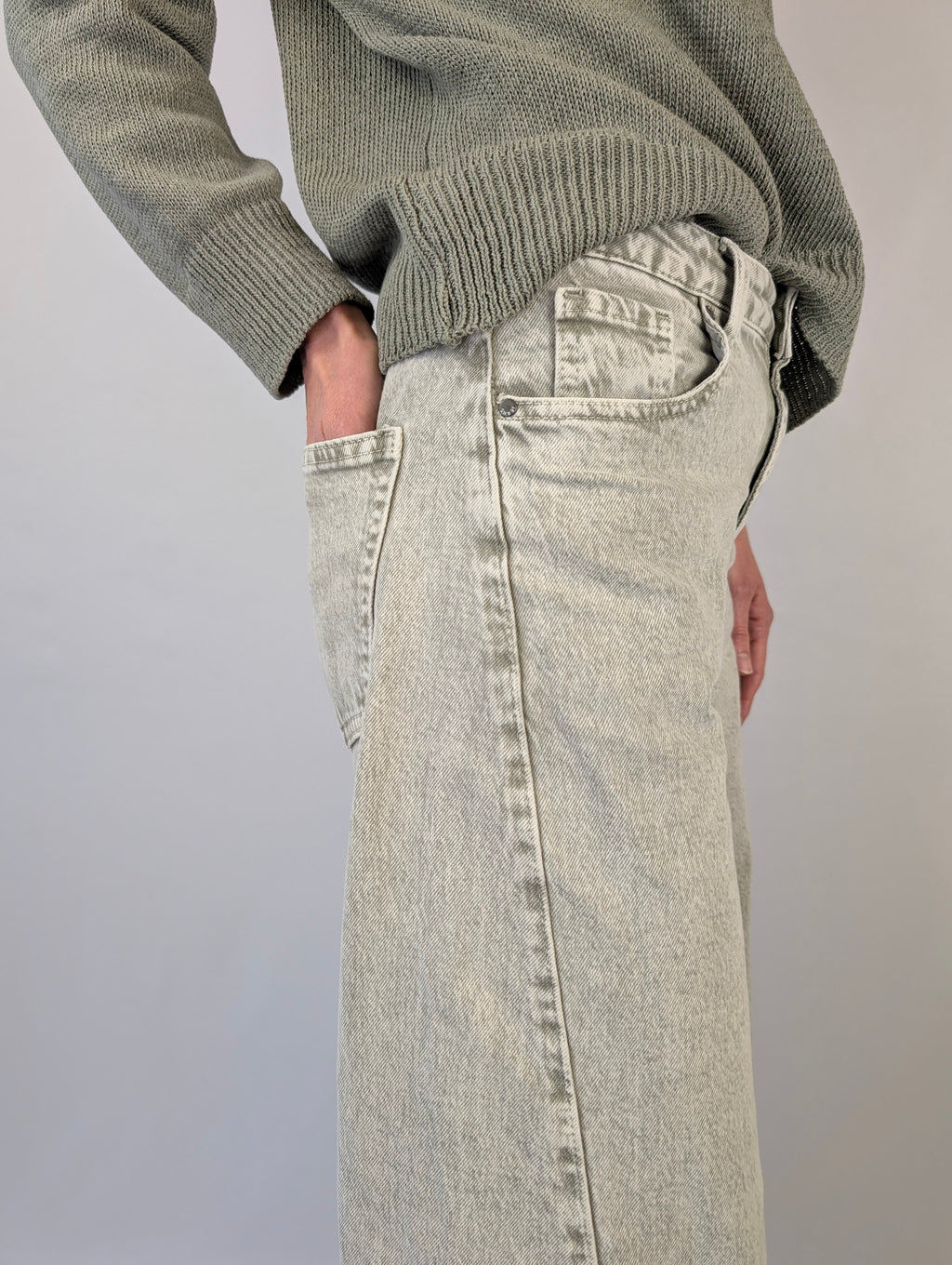 Jeans barrel slavato salvia DA GIORGIA