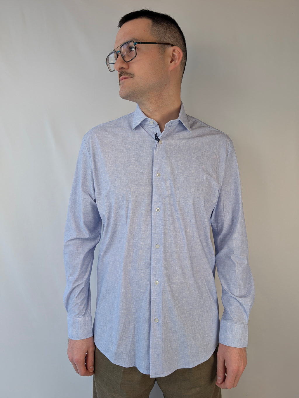 Camicia bi-stretch fiammata PHILO TINTO