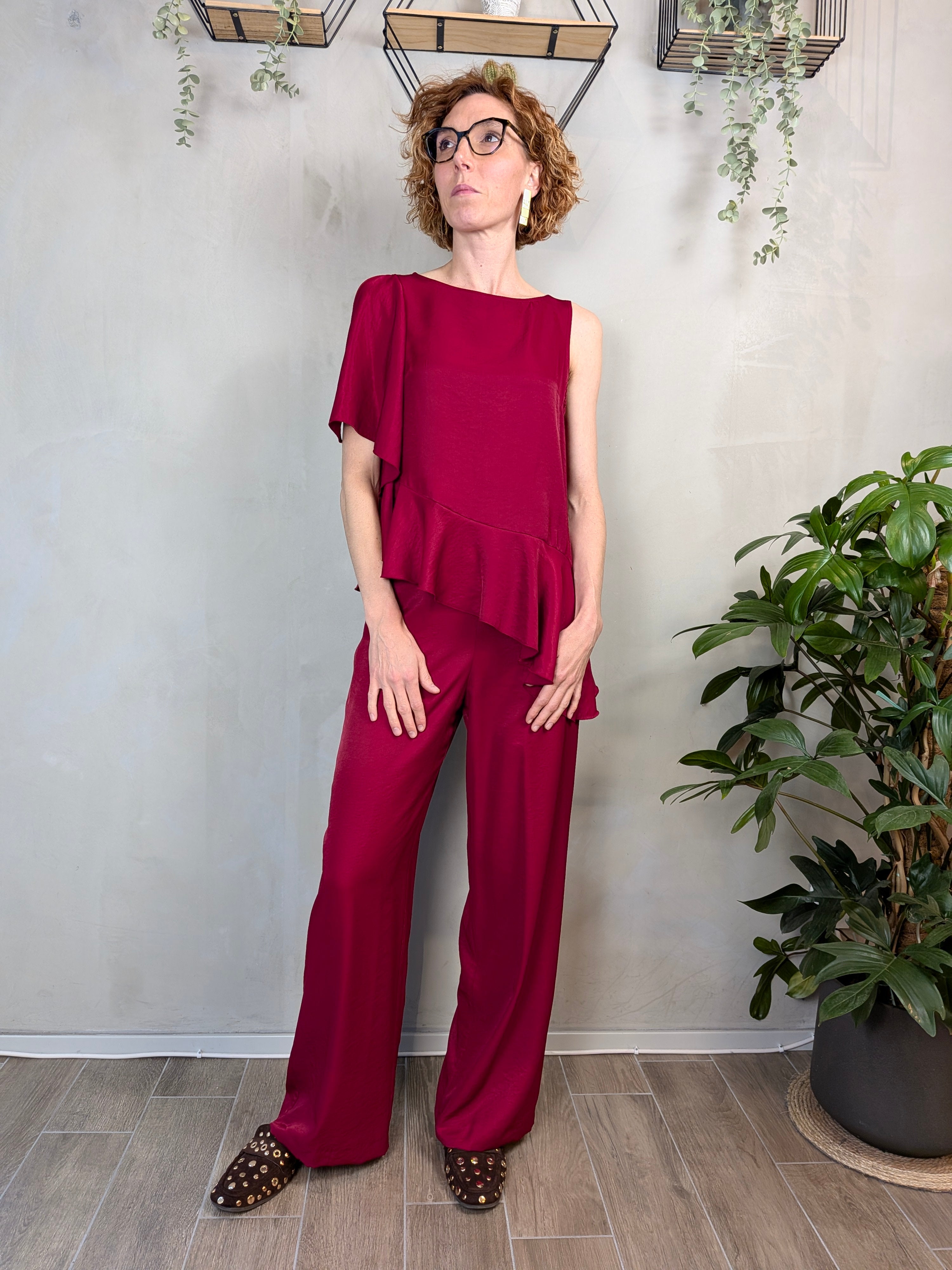 Completo satin rouches CORAMIS