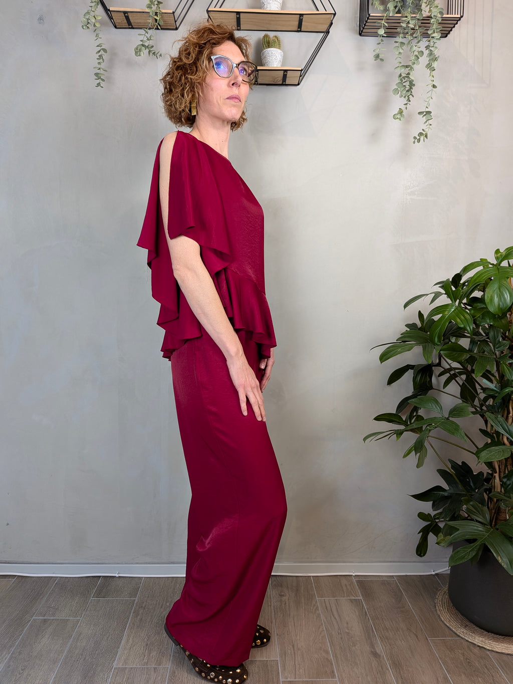 Completo satin rouches CORAMIS