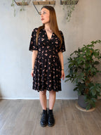 Abito midi scollo V fiori SUSY MIX