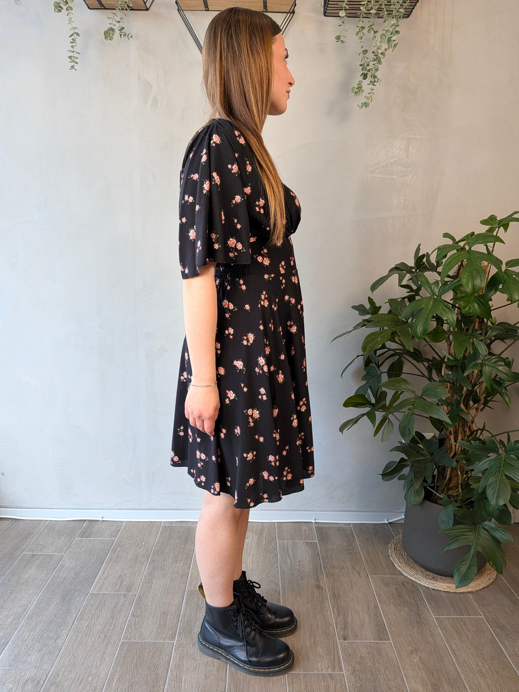 Abito midi scollo V fiori SUSY MIX