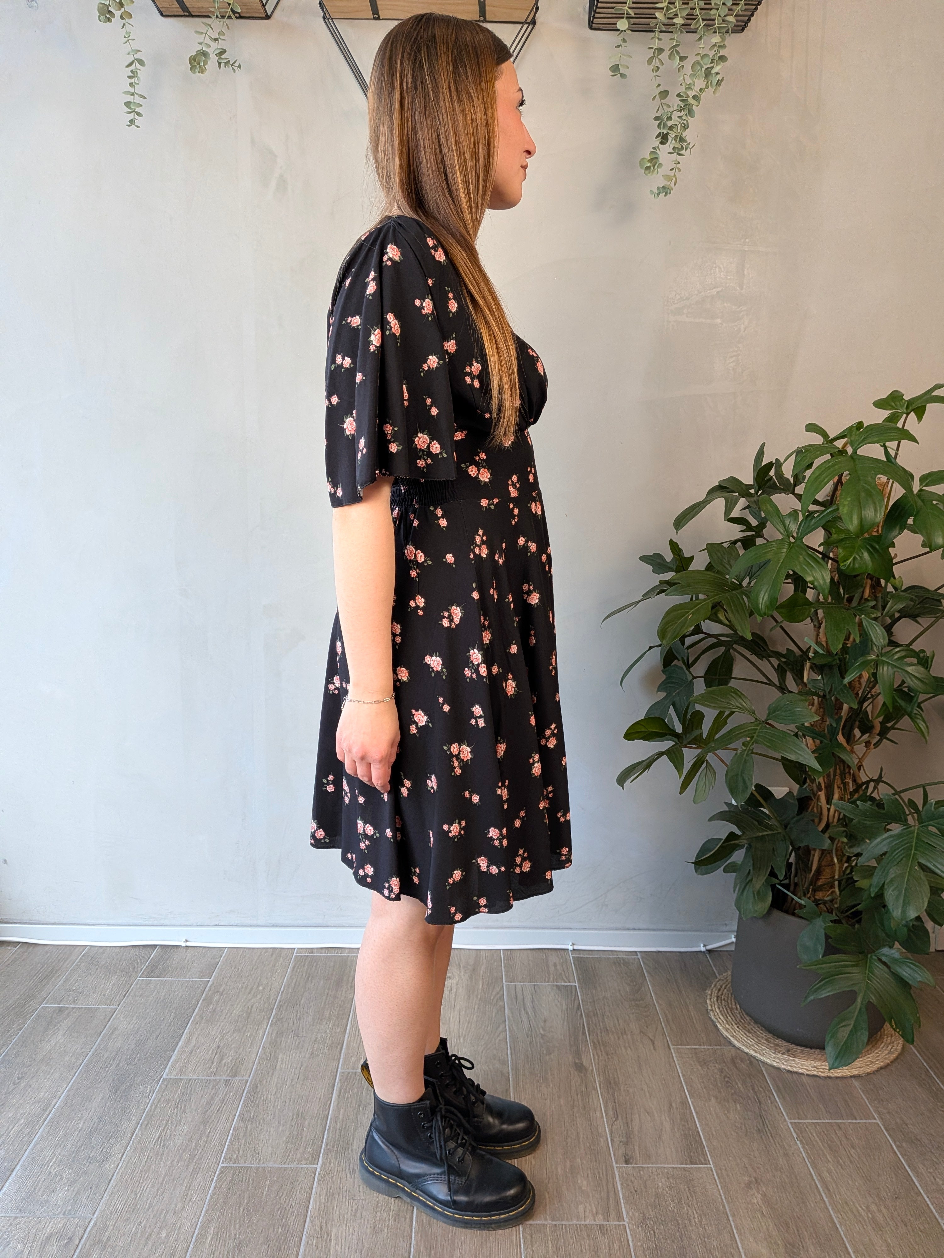 Abito midi scollo V fiori SUSY MIX