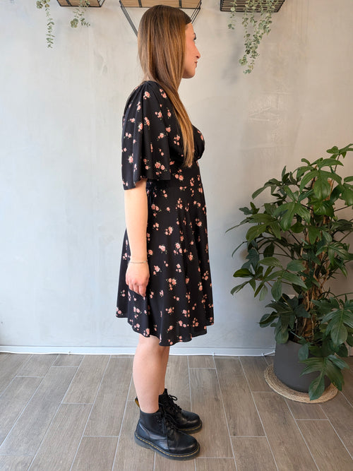 Abito midi scollo V fiori SUSY MIX