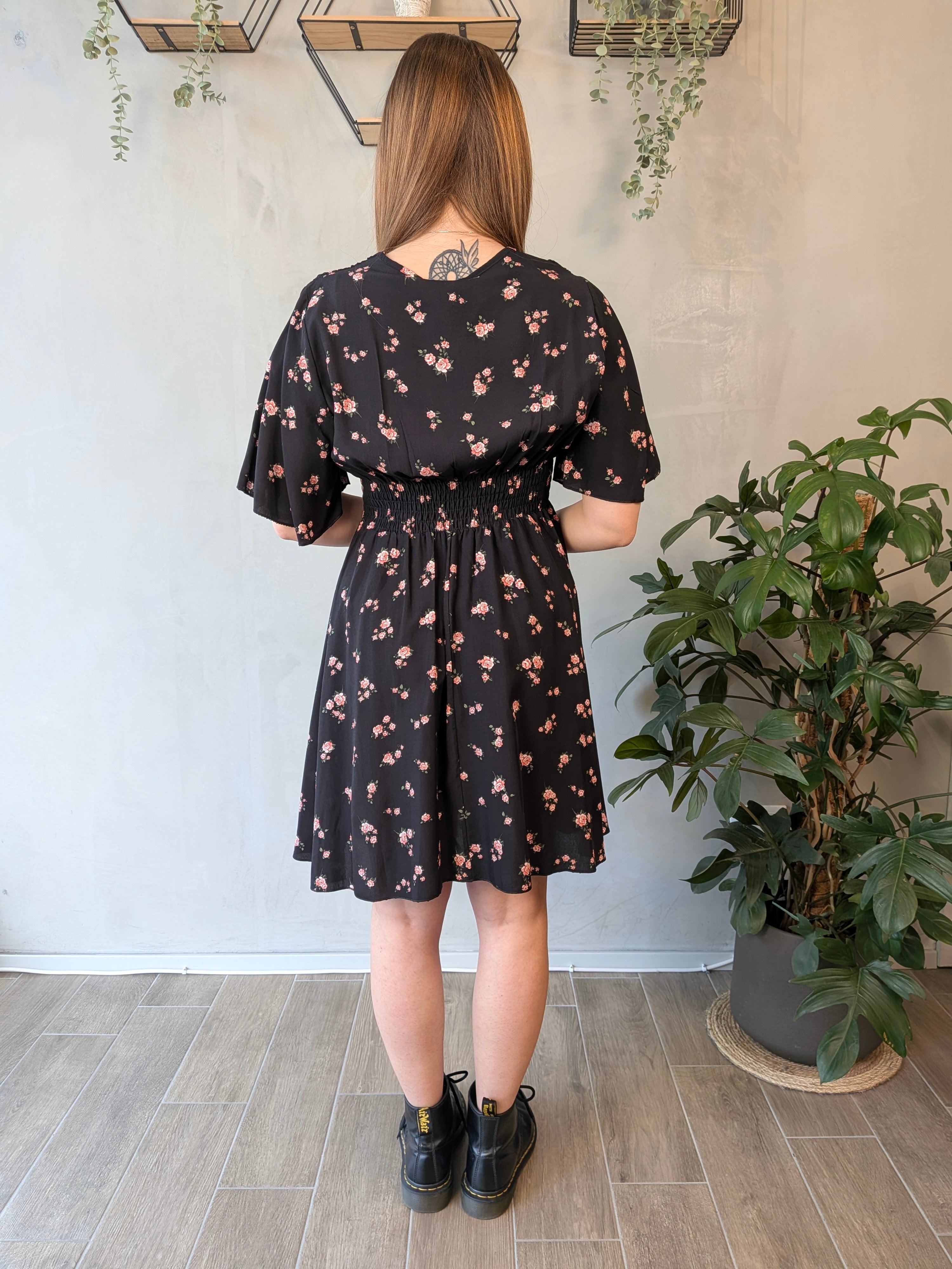 Abito midi scollo V fiori SUSY MIX