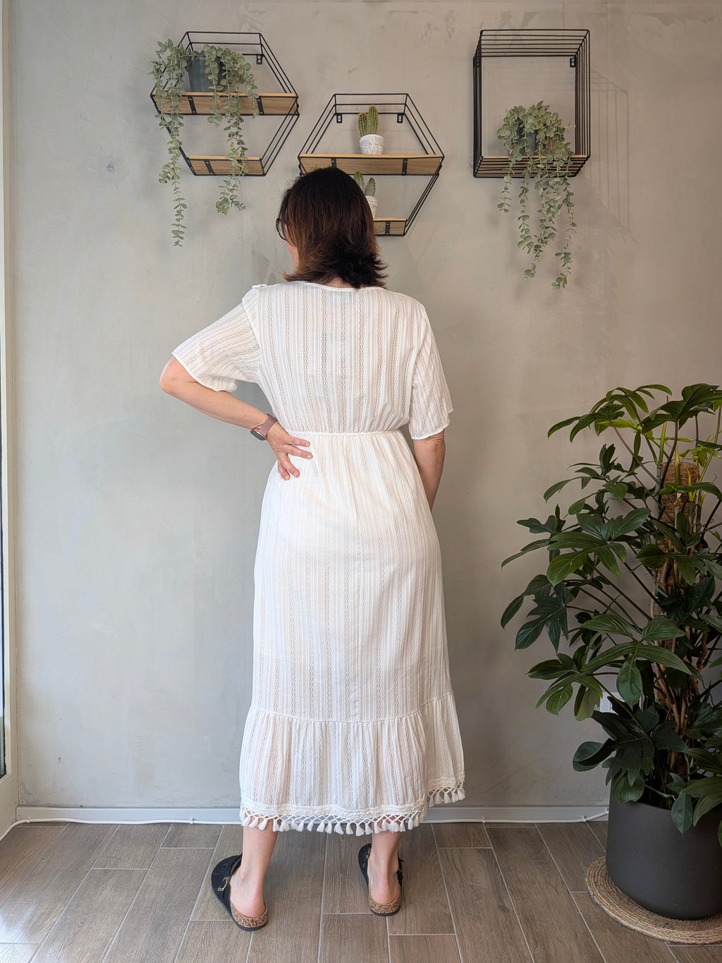 Abito scollo v boho inserti macrame LINDA's