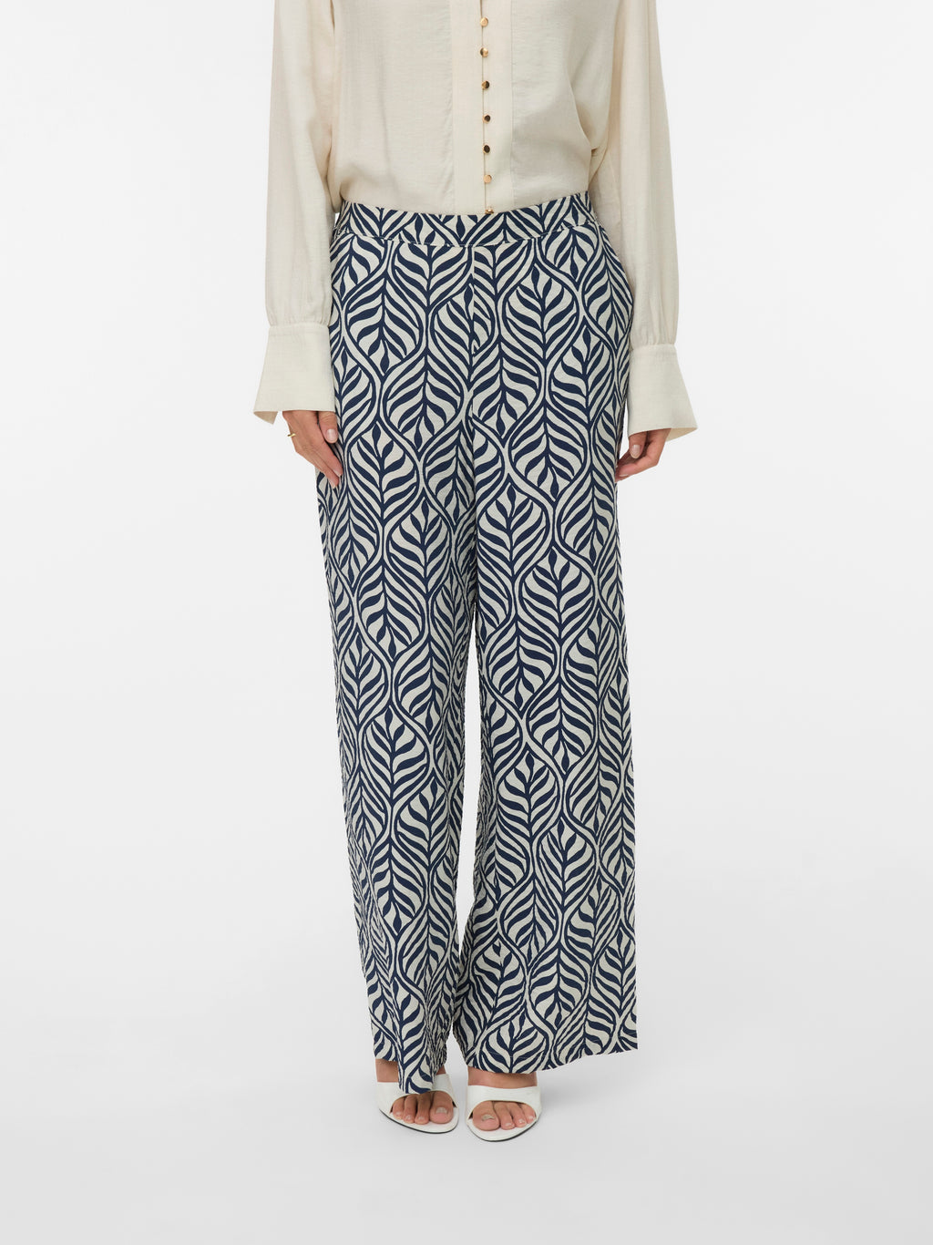 Pantalone stampato foglie elastico VEROMODA